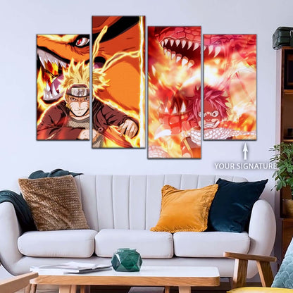 Naruto Wall Art - NA5025 - Naruto Uzumaki - Natsu Dragneel - Kurama - Igneel - Naruto Poster - Naruto Canvas