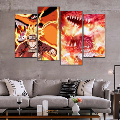 Naruto Wall Art - NA5025 - Naruto Uzumaki - Natsu Dragneel - Kurama - Igneel - Naruto Poster - Naruto Canvas