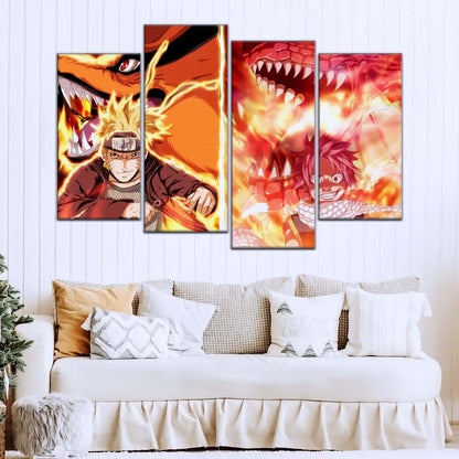 Naruto Wall Art - NA5025 - Naruto Uzumaki - Natsu Dragneel - Kurama - Igneel - Naruto Poster - Naruto Canvas