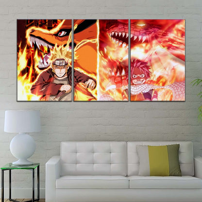 Naruto Wall Art - NA5025 - Naruto Uzumaki - Natsu Dragneel - Kurama - Igneel - Naruto Poster - Naruto Canvas
