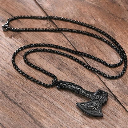 Viking - Nordic Viking Axe Necklace for Men, Gothic Norse Punk Jewelry