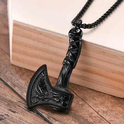 Viking - Nordic Viking Axe Necklace for Men, Gothic Norse Punk Jewelry