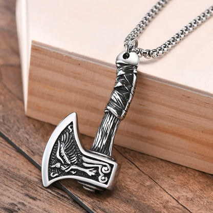 Viking - Nordic Viking Axe Necklace for Men, Gothic Norse Punk Jewelry