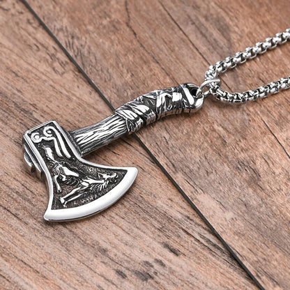 Viking - Nordic Viking Axe Necklace for Men, Gothic Norse Punk Jewelry
