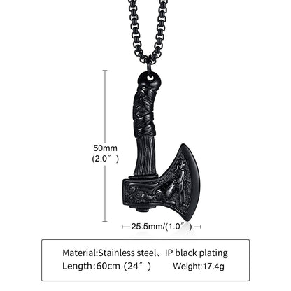Viking - Nordic Viking Axe Necklace for Men, Gothic Norse Punk Jewelry