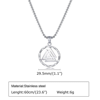 Viking - Norse Viking Necklaces for Men Women, Stainless Steel Round Hollow Knot Pendant Collar Jewelry