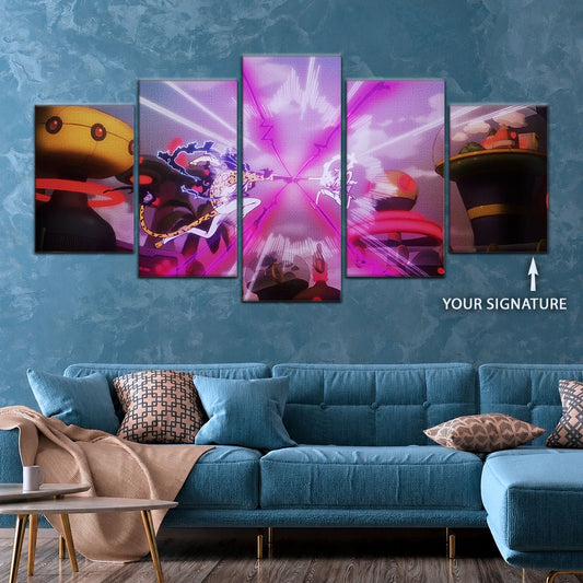 One Piece Canvas Wall Art - OP5001 - Luffy Gear Fifth vs Rob Lucci