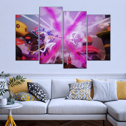 One Piece Canvas Wall Art - Luffy Gear 5 Vs Rob Lucci 5 Piece Split Panel Anime Poster - Framed Ready to Hang Living Room & Man Cave Decor - OP5001