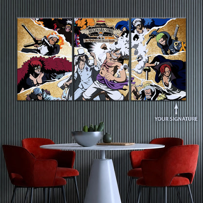 One Piece Canvas Wall Art - Luffy Gear Fifth 5 Piece Split Panel Anime Poster - Framed Ready to Hang Living Room & Man Cave Decor - OP5006