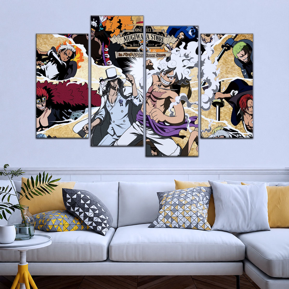 One Piece Canvas Wall Art - Luffy Gear Fifth 5 Piece Split Panel Anime Poster - Framed Ready to Hang Living Room & Man Cave Decor - OP5006
