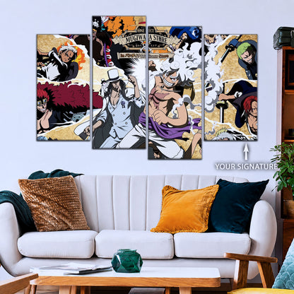 One Piece Canvas Wall Art - Luffy Gear Fifth 5 Piece Split Panel Anime Poster - Framed Ready to Hang Living Room & Man Cave Decor - OP5006