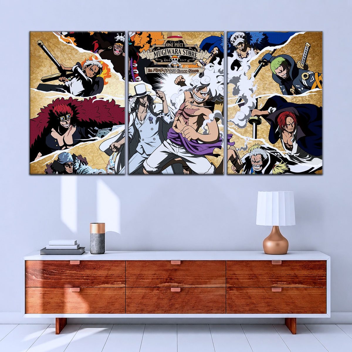 One Piece Canvas Wall Art - Luffy Gear Fifth 5 Piece Split Panel Anime Poster - Framed Ready to Hang Living Room & Man Cave Decor - OP5006