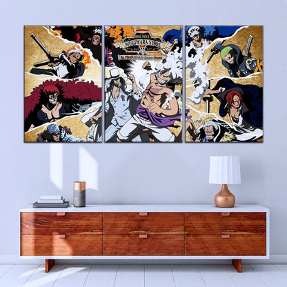 One Piece Canvas Wall Art - Luffy Gear Fifth 5 Piece Split Panel Anime Poster - Framed Ready to Hang Living Room & Man Cave Decor - OP5006