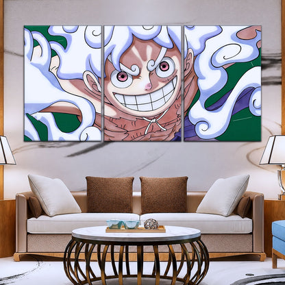 One Piece Canvas Wall Art - Luffy Gear Fifth 5 Piece Split Panel Anime Poster - Framed Ready to Hang Living Room & Man Cave Decor - OP5007