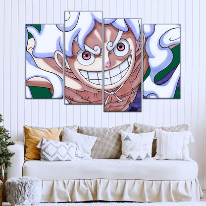 One Piece Canvas Wall Art - Luffy Gear Fifth 5 Piece Split Panel Anime Poster - Framed Ready to Hang Living Room & Man Cave Decor - OP5007