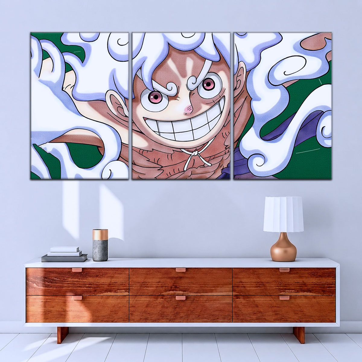 One Piece Canvas Wall Art - Luffy Gear Fifth 5 Piece Split Panel Anime Poster - Framed Ready to Hang Living Room & Man Cave Decor - OP5007