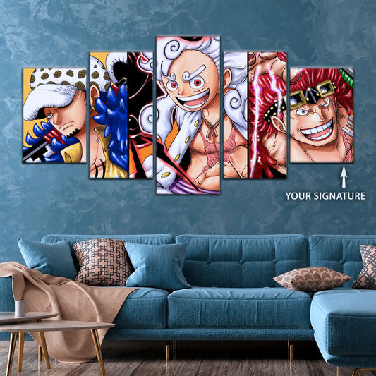 One Piece Wano Trio Canvas Wall Art - OP5008 - Luffy Gear Fifth - Trafalgar Law - Eustass Kid