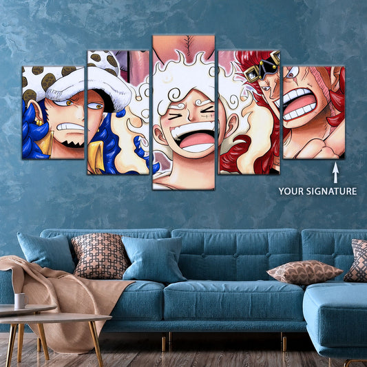 One Piece Wano Trio Canvas Wall Art - OP5009 - Luffy Gear Fifth - Trafalgar Law - Eustass Kid
