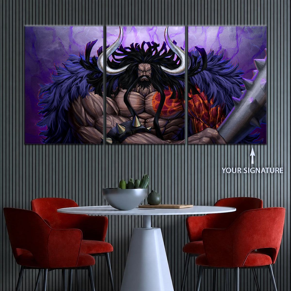 One Piece Canvas Wall Art - Kaido 5 Piece Split Panel Anime Poster - Framed Ready to Hang Living Room & Man Cave Decor - OP5011