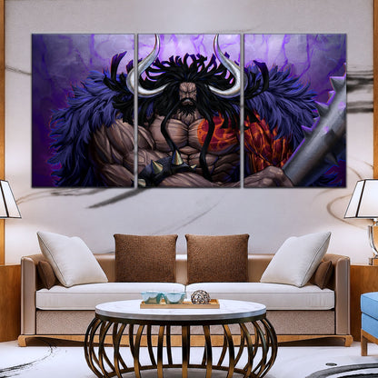 One Piece Canvas Wall Art - Kaido 5 Piece Split Panel Anime Poster - Framed Ready to Hang Living Room & Man Cave Decor - OP5011