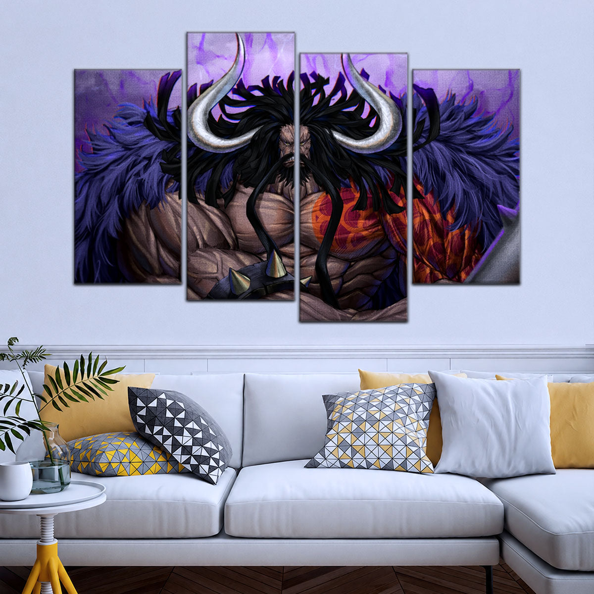 One Piece Canvas Wall Art - Kaido 5 Piece Split Panel Anime Poster - Framed Ready to Hang Living Room & Man Cave Decor - OP5011