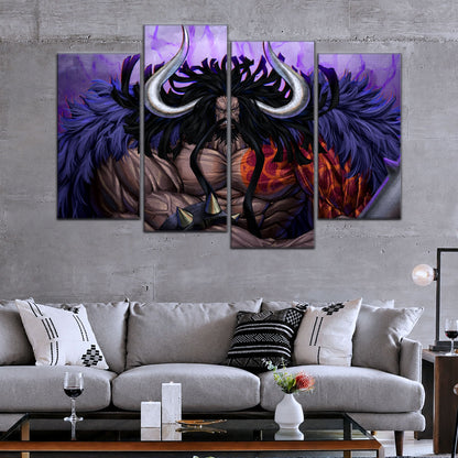One Piece Canvas Wall Art - Kaido 5 Piece Split Panel Anime Poster - Framed Ready to Hang Living Room & Man Cave Decor - OP5011