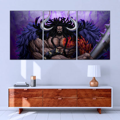 One Piece Canvas Wall Art - Kaido 5 Piece Split Panel Anime Poster - Framed Ready to Hang Living Room & Man Cave Decor - OP5011