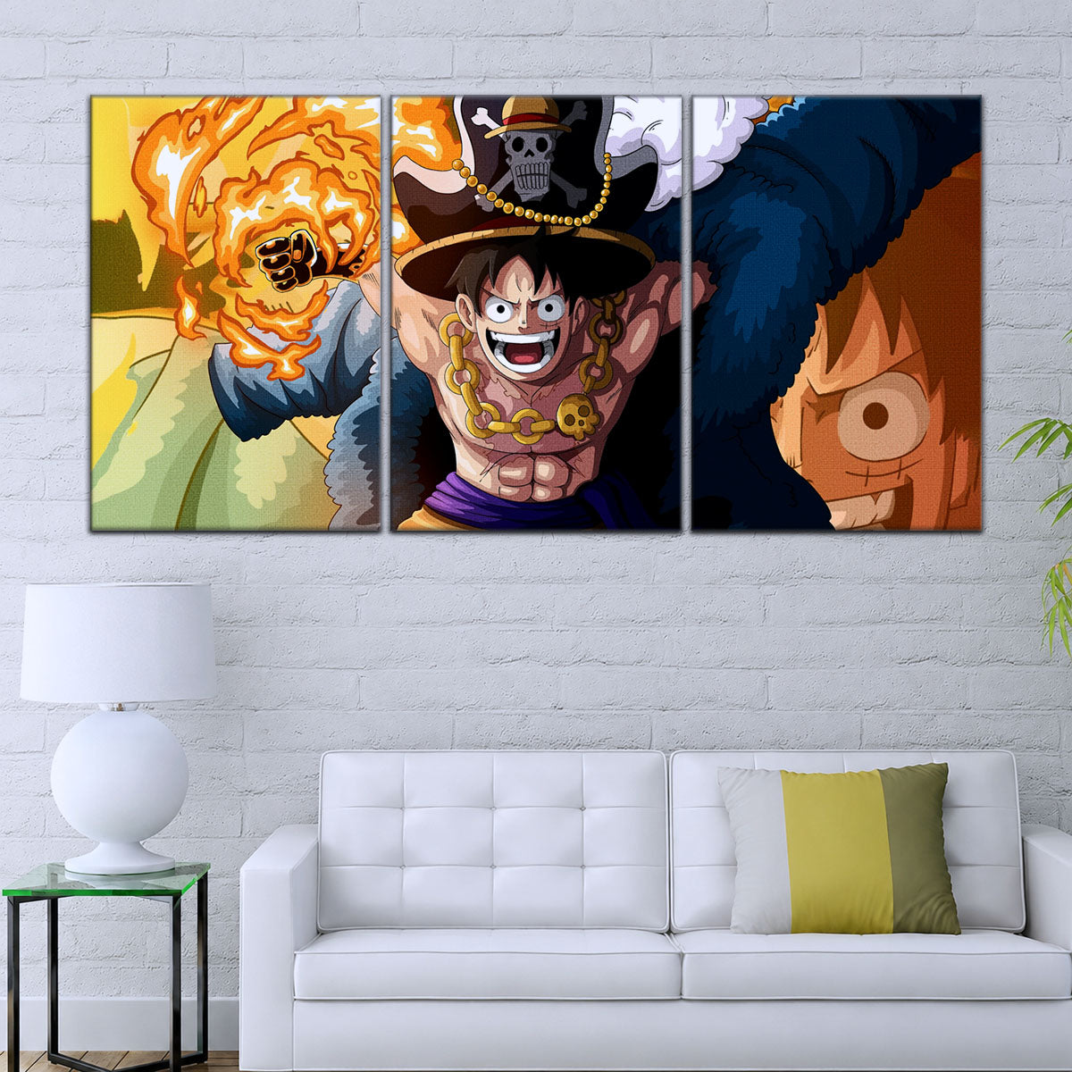 One Piece Canvas Wall Art - Gear Fourth Luffy Unleashed 5 Piece Split Panel Anime Poster - Framed Ready to Hang Living Room & Man Cave Decor - OP5013