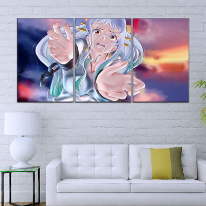 One Piece Canvas Wall Art - Yamato 5 Piece Split Panel Anime Poster - Framed Ready to Hang Living Room & Man Cave Decor - OP5019
