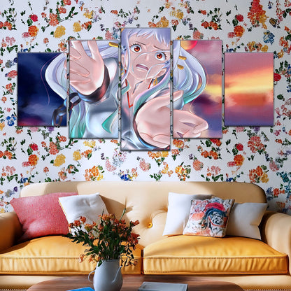 One Piece Canvas Wall Art - Yamato 5 Piece Split Panel Anime Poster - Framed Ready to Hang Living Room & Man Cave Decor - OP5019