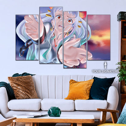 One Piece Canvas Wall Art - Yamato 5 Piece Split Panel Anime Poster - Framed Ready to Hang Living Room & Man Cave Decor - OP5019