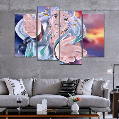 One Piece Canvas Wall Art - Yamato 5 Piece Split Panel Anime Poster - Framed Ready to Hang Living Room & Man Cave Decor - OP5019