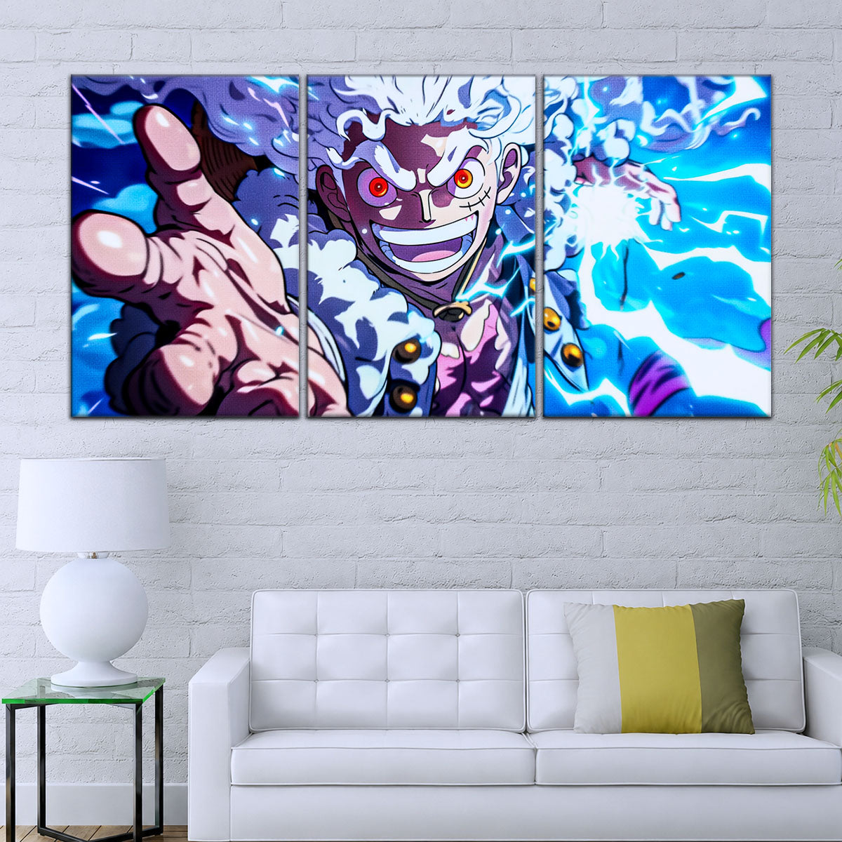 One Piece Canvas Wall Art - Luffy Gear Fifth 5 Piece Split Panel Anime Poster - Framed Ready to Hang Living Room & Man Cave Decor - OP5024