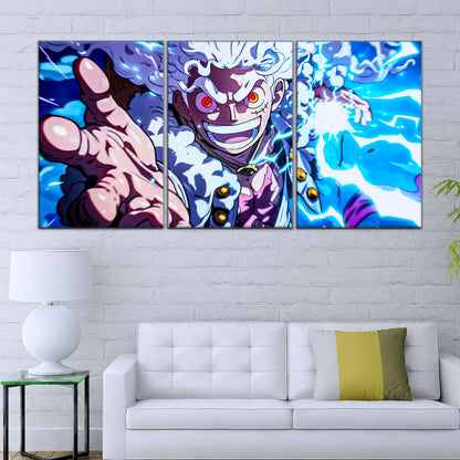 One Piece Canvas Wall Art - Luffy Gear Fifth 5 Piece Split Panel Anime Poster - Framed Ready to Hang Living Room & Man Cave Decor - OP5024