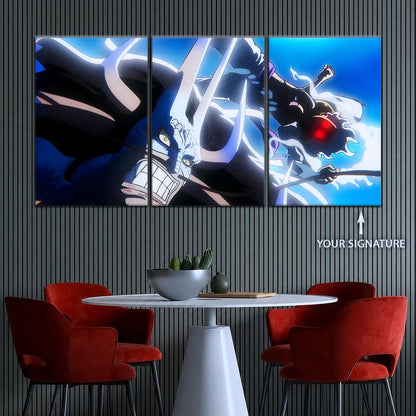 One Piece Canvas Wall Art - Luffy Gear Fifth vs Kaido 5 Piece Split Panel Anime Poster - Framed Ready to Hang Living Room & Man Cave Decor - OP5025