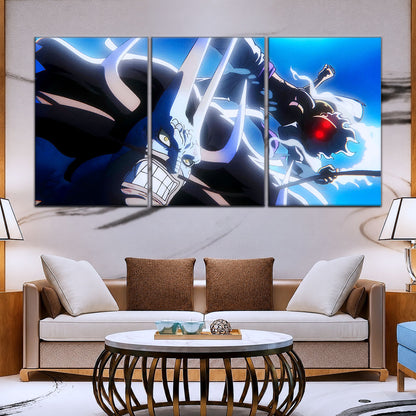 One Piece Canvas Wall Art - Luffy Gear Fifth vs Kaido 5 Piece Split Panel Anime Poster - Framed Ready to Hang Living Room & Man Cave Decor - OP5025