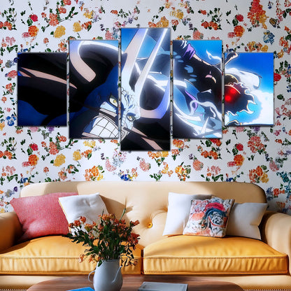 One Piece Canvas Wall Art - Luffy Gear Fifth vs Kaido 5 Piece Split Panel Anime Poster - Framed Ready to Hang Living Room & Man Cave Decor - OP5025