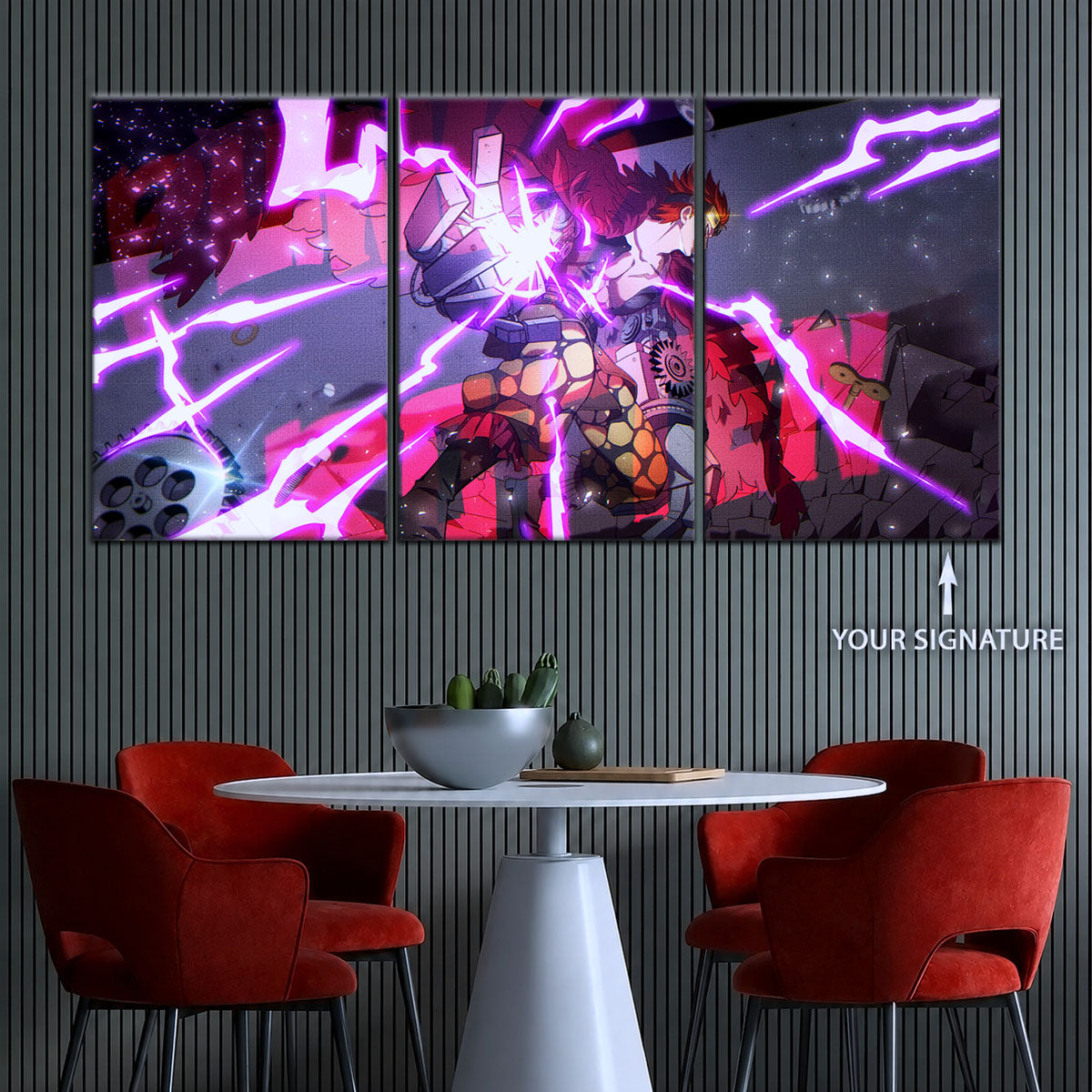 One Piece Canvas Wall Art - Eustass Kid Unleashed 5 Piece Split Panel Anime Poster - Framed Ready to Hang Living Room & Man Cave Decor - OP5030