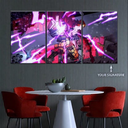 One Piece Canvas Wall Art - Eustass Kid Unleashed 5 Piece Split Panel Anime Poster - Framed Ready to Hang Living Room & Man Cave Decor - OP5030