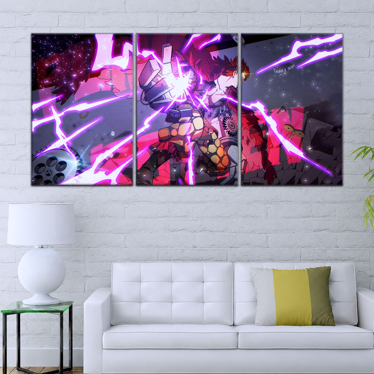 One Piece Canvas Wall Art - Eustass Kid Unleashed 5 Piece Split Panel Anime Poster - Framed Ready to Hang Living Room & Man Cave Decor - OP5030