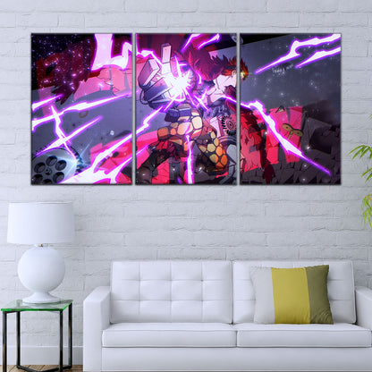 One Piece Canvas Wall Art - Eustass Kid Unleashed 5 Piece Split Panel Anime Poster - Framed Ready to Hang Living Room & Man Cave Decor - OP5030