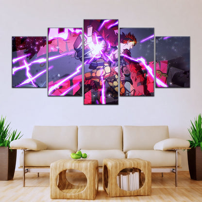 One Piece Canvas Wall Art - Eustass Kid Unleashed 5 Piece Split Panel Anime Poster - Framed Ready to Hang Living Room & Man Cave Decor - OP5030