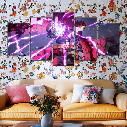 One Piece Canvas Wall Art - Eustass Kid Unleashed 5 Piece Split Panel Anime Poster - Framed Ready to Hang Living Room & Man Cave Decor - OP5030