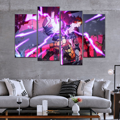One Piece Canvas Wall Art - Eustass Kid Unleashed 5 Piece Split Panel Anime Poster - Framed Ready to Hang Living Room & Man Cave Decor - OP5030