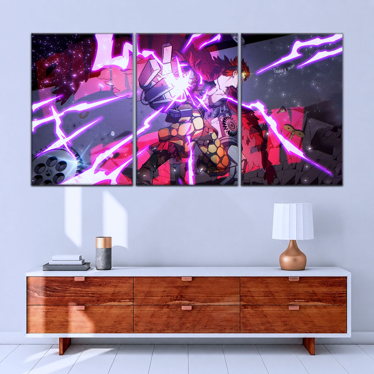 One Piece Canvas Wall Art - Eustass Kid Unleashed 5 Piece Split Panel Anime Poster - Framed Ready to Hang Living Room & Man Cave Decor - OP5030