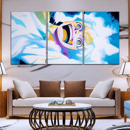 One Piece Canvas Wall Art - Monkey D. Luffy 5 Piece Split Panel Anime Poster - Framed Ready to Hang Living Room & Man Cave Decor - OP5032