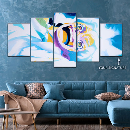 One Piece Canvas Wall Art - Monkey D. Luffy 5 Piece Split Panel Anime Poster - Framed Ready to Hang Living Room & Man Cave Decor - OP5032