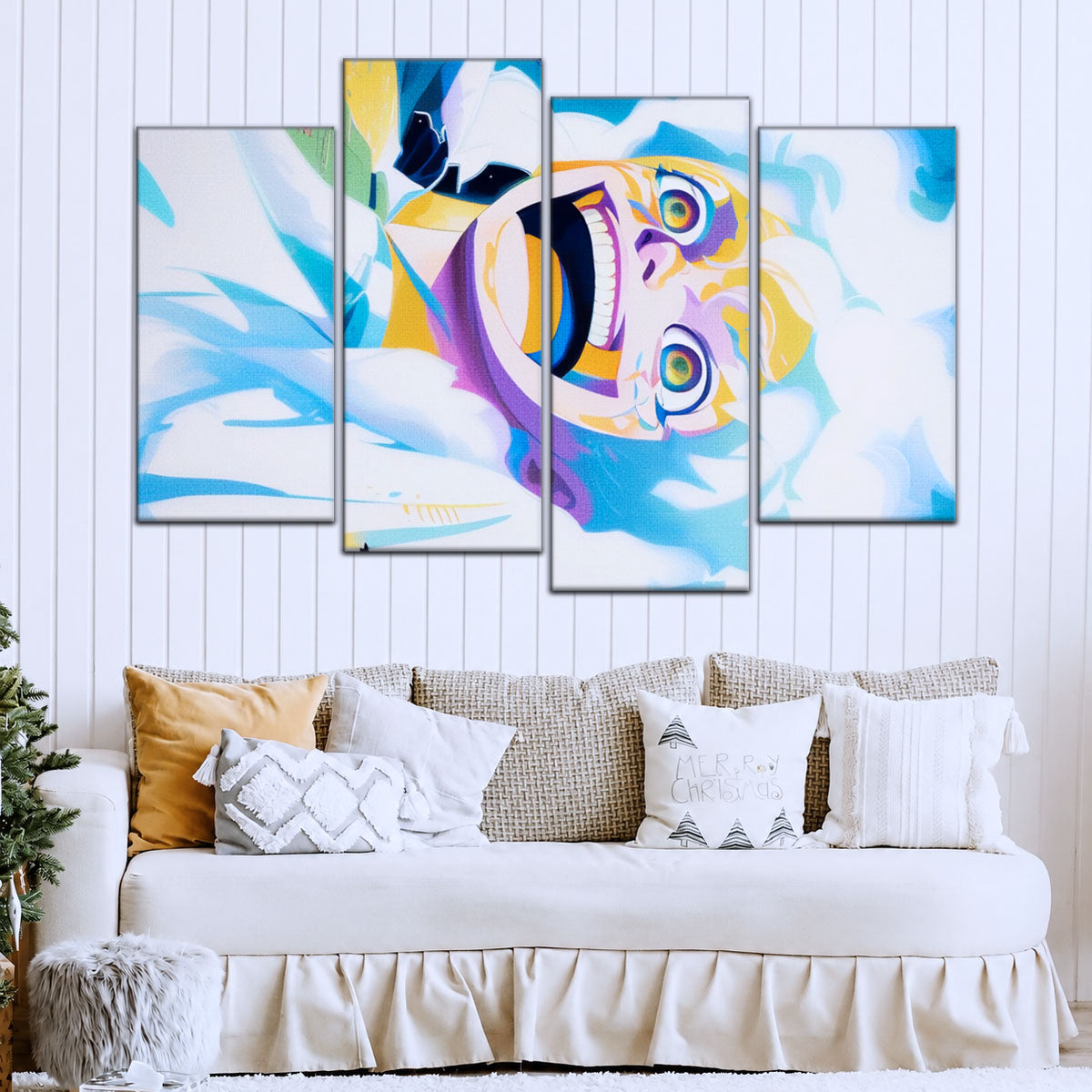 One Piece Canvas Wall Art - Monkey D. Luffy 5 Piece Split Panel Anime Poster - Framed Ready to Hang Living Room & Man Cave Decor - OP5032
