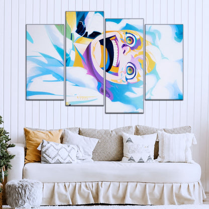 One Piece Canvas Wall Art - Monkey D. Luffy 5 Piece Split Panel Anime Poster - Framed Ready to Hang Living Room & Man Cave Decor - OP5032