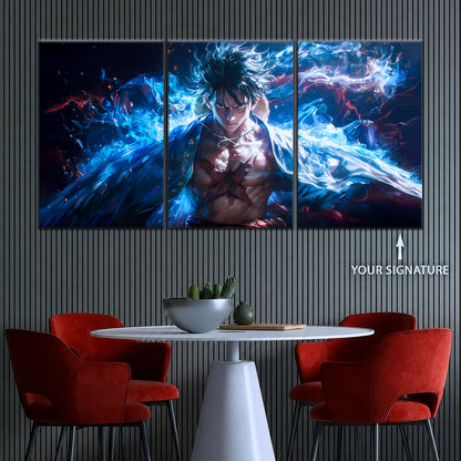 One Piece Canvas Wall Art - Monkey D. Luffy 5 Piece Split Panel Anime Poster - Framed Ready to Hang Living Room & Man Cave Decor - OP5041